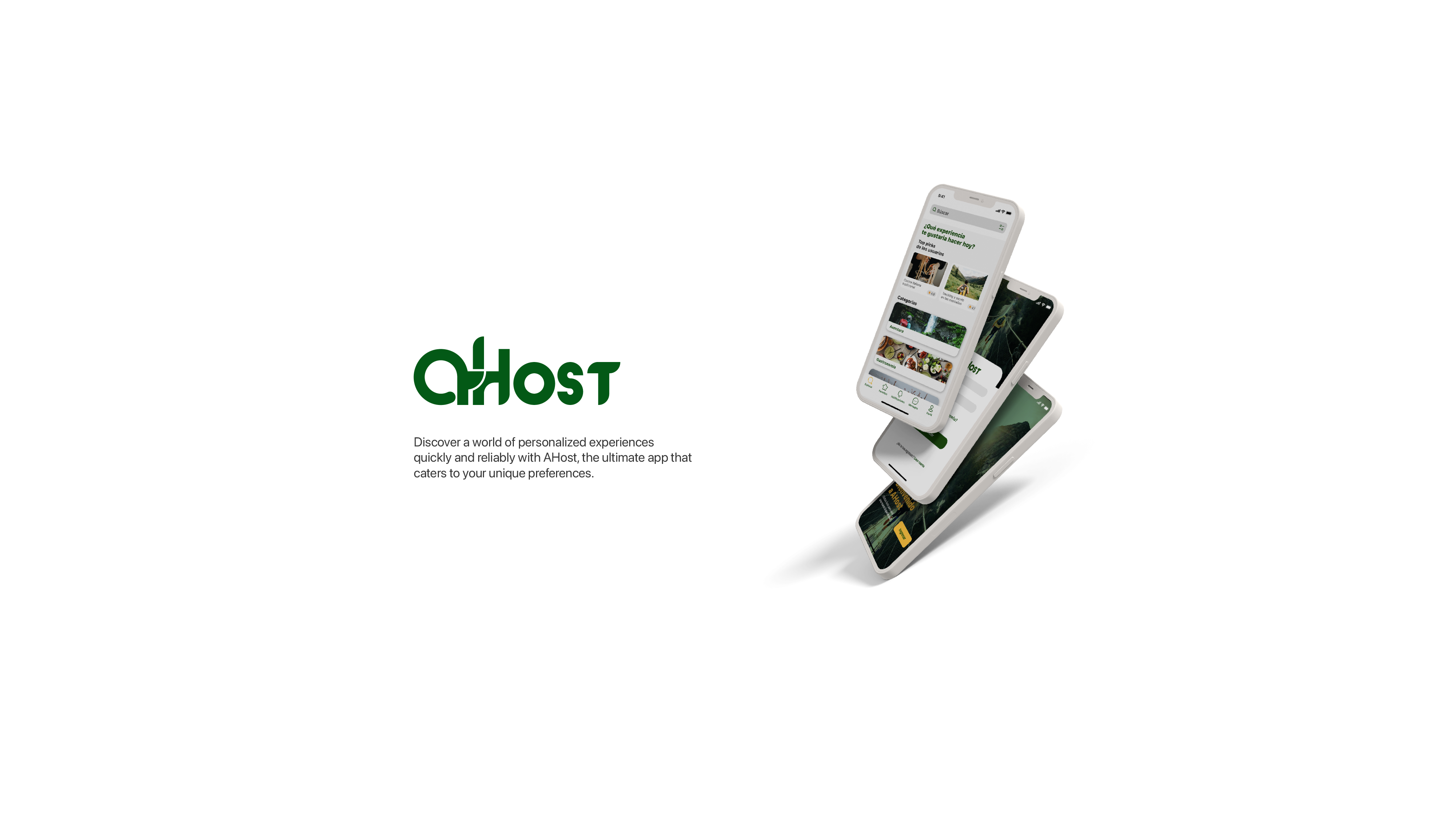 Ahost app design preview with phone mockups